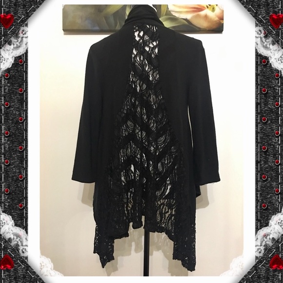 Maria Gabrielle Lace Inserted Open Front Cardigan - Picture 4 of 8